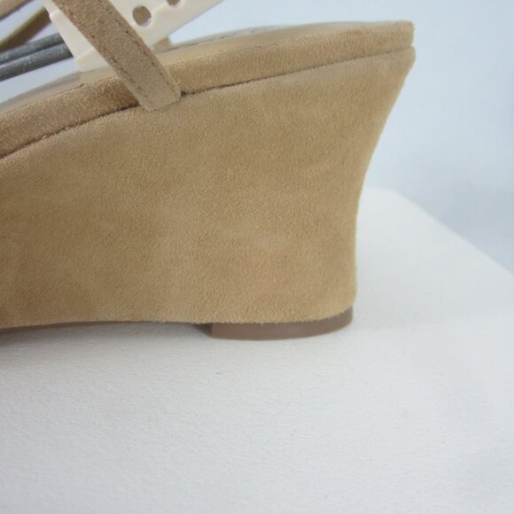 New J Jill Womens 10 Beige Heels Peep Toe Slingback Wedge Shoes Tan Classic Shoe - Picture 8 of 12